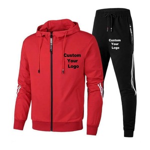 Survêtements avec logo personnalisé pour hommes Sweat à capuche et pantalon de survêtement à fermeture éclair Ensembles 2 pièces Survêtements décontractés pour hommes - Product Image 2