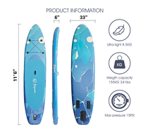 Planche à pagaie gonflable (SUP) à motif de glace craquelée avec accessoires complets - Ultra-stable pour le surf, le yoga, la pêche