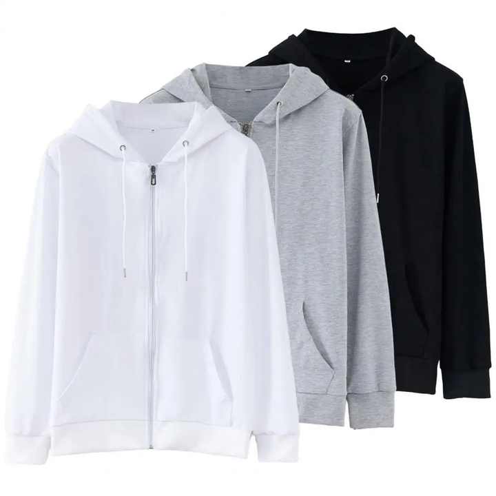 2024 Men's Hooded Sweater Leisure Sports Pullover Retro Harajuku Long Sleeve Zipper Multi-pocket Casual Loose Coat Street Wear