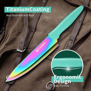 ชุดช้อนส้อมสีรุ้งพร้อมโครงสร้างสแตนเลสแบบพรีเมี่ยมที่เน้นสีหลากสีเหมาะสำหรับรับประทานอาหารในบ้านและร้านอาหาร - Product Image 4