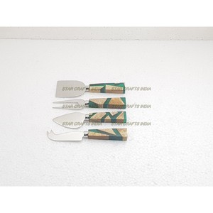 High Quality 18/10 Stainless Steel Flatware Sets with Wood & Resin Handle Cutlery MOQ 100 Set for Wedding and Christmas - Product Image 5