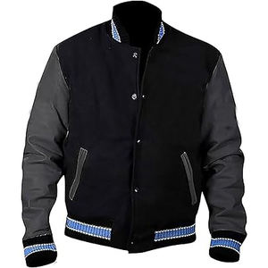 OEM ODM Custom Embroidered <b>Buttons</b> Baseball Letterman Pullover Varsity Jacket Solid Silk Screen Printing Wholesale for Men - Product Image 3