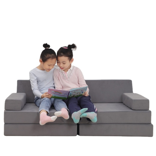 Modern Modular Soft Kid Sofa Folding Play Couch Comfortable Eco-Friendly Foam Blocks Indoor Creative Fort School Bedroom