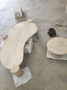 Nuevo diseño, muebles de sala de estar de piedra Natural personalizados, mesa de centro de travertino gris de mármol moderno ovalado para decoración del hogar - Product Image 5