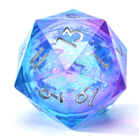 Nouvel ensemble de dés en résine rose et bleu à noyau liquide, 7 pièces, design Dragon et Dungeon