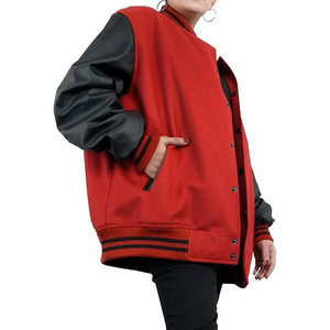 Chaquetas Varsity Transpirables con Mangas de Cuero para Hombre, Color Sólido, Chaquetas Varsity de Béisbol para Invierno - Product Image 2