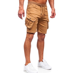 Pantalones cortos informales de cinco puntos con múltiples bolsillos para hombre, pantalones cortos holgados con cordón, pantalones cortos de talla grande caqui - Product Image 3