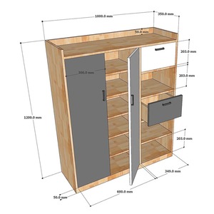 ตู้เก็บรองเท้าไม้ธรรมชาติแบบมินิมอลพร้อมลิ้นชัก รุ่น KG68066 - Product Image 4