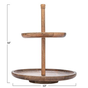 Royal Look Wooden Serving Tray 2 Tier Round Shape for Restaurant Cafe Hotels Serving Dishes Food Fruit Coffee Serving Tray - Product Image 4