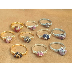 Elegant Gold and Silver Plated Wire Wrapped Fashion <b>Rings</b> with Natural Stone Resale Appeal - Product Image 1