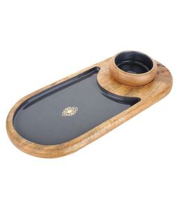 Plat de service ovale en bois, design classique, fait main, de qualité alimentaire, écologique, motif personnalisé, revêtement émaillé peint à la main - Product Image 3