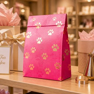 Bolsas de Regalo <span class=keywords><strong>Fucsia</strong></span> Impresas Personalizadas con Estampado de Huella Dorada para Fiestas de Mascotas, Empaque de Regalo al por Mayor, Papel Mate de Lujo con Estampado en Relieve - Product Image 4