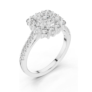 แหวนเพชรคลัสเตอร์ 0.874 กะรัต สำหรับผู้หญิง ความใส VVS-VS EF ทอง 18KT, 14KT, 10KT และเงิน 925  ทองชมพู, ทองเหลือง, ทองขาว - Product Image 6