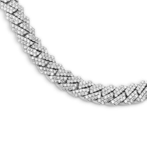Cadena de eslabones cubanos chapada en oro helado de Hip Hop en plata de ley 925 Cadena de regalo de boda de moissanita de corte redondo para hombres - Product Image 4