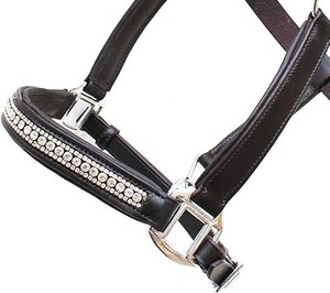 Brown Designer Six Fancy Rembourré Halter-Laiton Nickel Quincaillerie Réglable Cheval Halter Fabriqué en Inde Avec 100% Cuir Véritable - Product Image 2