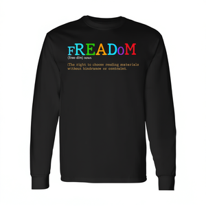 Camiseta de manga larga Freadom Definition, unisex, con cuello redondo, para adultos, con estampado de libros prohibidos sobre la libertad de lectura - Product Image 2