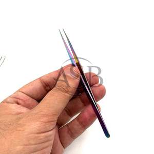 Pinzas de pestañas de aislamiento largas rectas delgadas, pinzas de pestañas probadas a mano con impresión de logotipo personalizado de acero inoxidable, OEM - Product Image 5