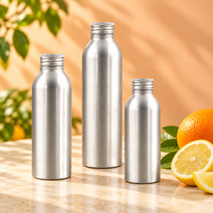 Botellas de Aluminio Plateadas para Bebidas con Tapa de Rosca, Recipientes Metálicos para Agua de Grado Alimenticio - Product Image 2