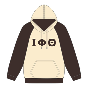 Sudadera con Capucha Iota Phi Theta, Color Marrón Neutro, Mangas Raglán, Mezcla de Algodón, Ropa de Fraternidad Griega, Diseño Personalizado Divine Nine HBCU - Product Image 2