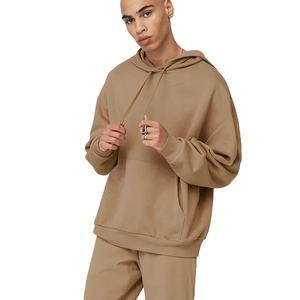 80% coton 20% polyester épaules tombantes pull style décolleté croisé ourlet côtelé et poignets sweats à capuche - Product Image 1