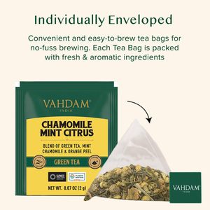 VAHDAM, Chamomile Mint Citrus Green <b>Tea</b> Bags (30 Count) - Product Image 5