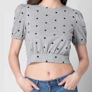 Top corto multicolor, camisetas, ropa informal para mujer, manga corta, cuello redondo, verano, camisetas cortas transpirables personalizadas, camisas - Product Image 1