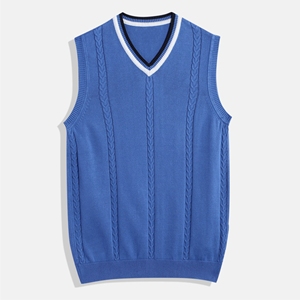 Pull-over surdimensionné unisexe de style sans manches avec logo personnalisé de haute qualité, col en V, mode en gros, gilets de pull-over pour hommes en tricot décontracté - Product Image 4