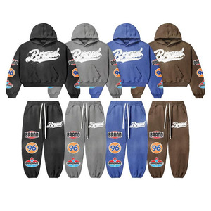 Custom Hoodie Jacket and Sweatpants Jogger Set Sports Flare Sweatsuit Manufacturer Customized Baggy Acid Wash Tracksuits for Men - Product Image 3