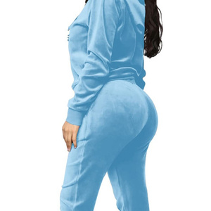 Sudaderas informales con patrón sólido para mujer y pantalones de chándal de pierna ancha, conjuntos holgados de ropa de descanso de invierno, chándales al por mayor de 2 piezas - Product Image 2