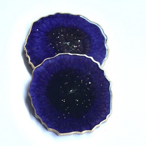 Unique Dark Blue Modern Designer Round Resin Coaster 300mm Diameter Hotel Tabletop Decor Tea Coffee Serve <b>Mats</b> Pads Shah Brand - Product Image 1