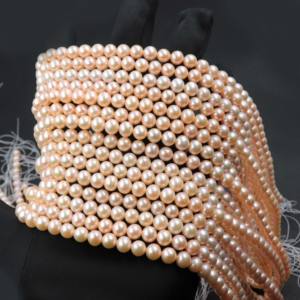 Cuentas Redondas de Perla Rosa Natural Genuina, Piedras Preciosas Lisas, Hilo de 7-8 mm, 15 Pulgadas, Cuentas de Perla Rosa para la Fabricación de Joyas - Product Image 1