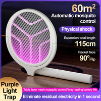 Raquette anti-moustiques électrique télescopique, rotative à 360 degrés, pliable, rechargeable, lumière UV, ABS, grande capacité, anti-insectes