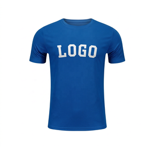 Camiseta de Manga Corta para Hombre, Cuello Redondo, Azul, Talla Grande, Secado Rápido, Transpirable, Ecológica, Tejido de Poliéster/Algodón, Color Sólido, Casual - Product Image 1