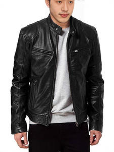 Nueva Chaqueta de Cuero para Hombre, Estilo Motociclista, Cuello Alto, Ajustada, Tallas Grandes, con Cremallera, de Cuero PU - Product Image 5