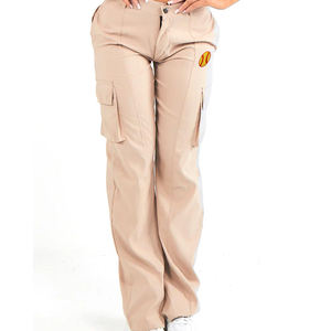 Pantalones Cargo elegantes y cómodos para mujer en MOQ bajo, ropa deportiva informal, pantalones Cargo acampanados con bolsillo para mujer a la venta - Product Image 4