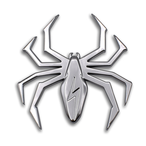 Hanwell Lightning Chrome Spider <b>Decorative</b> <b>Plate</b> Emblem-MetalHead Collection 3.3x3.3 Inches 2mm Thick - Product Image 1