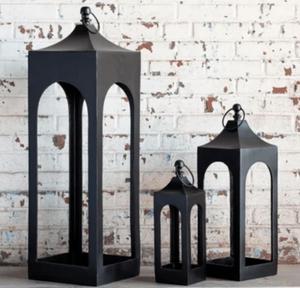 Fancy Design <b>Black</b> Color Metal Aluminum <b>Candle</b> <b>Lantern</b> for Home Tabletop Outdoor Hanging <b>Lantern</b> Set of 3 - Product Image 1