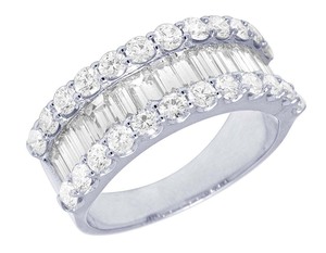 Hip Hop <b>Iced</b> Out <b>Ring</b> Round And Baguette Cut 925 Sterling Silver VVS Moissanite Diamond <b>Ring</b> For Women - Product Image 4