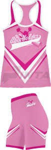 Uniforme de cheerleading bicolore en gros fabriqué au Pakistan pour femmes - Product Image 3