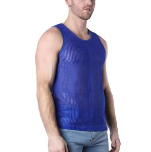 Breathable Custom <b>Mesh</b> Tank <b>Top</b> for Men-100% Cotton Quick Dry Eco-Friendly Solid Black Training Fitness Gym - Product Image 3