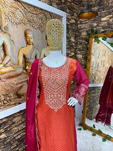 LANZAMIENTO NUEVO DISEÑADOR KURTA PENT CON DUPATTA TELA PESADA CHINON SEDA CON IMPRESIÓN DIGITAL Y TRABAJO DE BORDADO PESADO - Product Image 6