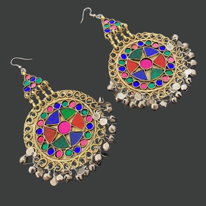 ชุดเครื่องประดับสไตล์โบฮีเมียนอัฟกัน พรีเมียม ทำจากสแตนเลสเคลือบเงินโบราณ พร้อมกระดิ่งห้อย สำหรับงานปาร์ตี้และพิธีกรรมทางศาสนาอิสลาม - Product Image 4