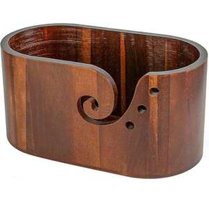 Bol à crochet lisse avec design tourbillon Bol en tricot d'acacia ovale en bois Accessoire de tricot portable disponible à bas prix - Product Image 6