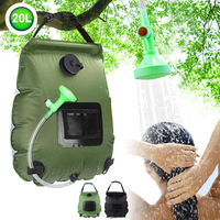 Sac solaire 20L, sac de camping à chauffage solaire, tuyau amovible, tête commutable marche/arrêt, douche portable pour voyage, camping, extérieur