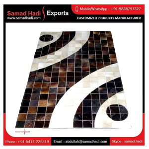 พรมหนังวัวทำมือสุดชิคพร้อมลายปักสไตล์ธรรมชาติเพิ่มความโดดเด่นในการตกแต่งบ้าน - Product Image 2