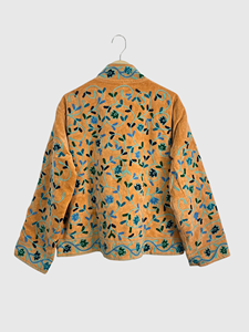 Veste en velours jaune brodée, manches longues, motif géométrique, broderie à la main, vêtements d'automne pour adultes - Product Image 2