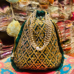 Indian Unique Handmade Cultural Elegance Embroidered Wrist <b>Handbag</b> <b>for</b> <b>Wedding</b> Anniversaries Birthday and Women's Return Gifts - Product Image 1