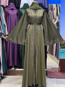 2025 nueva ropa islámica tradicional para mujeres hermoso negro Dubai Abaya hecho poliéster Arabia Saudita Golfo paños musulmanes - Product Image 3