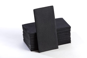 Serviettes de table pliées en accordéon en papier noir Airlaid effet lin 16x16 douces absorbantes biodégradables certifiées FSC modernes - Product Image 3