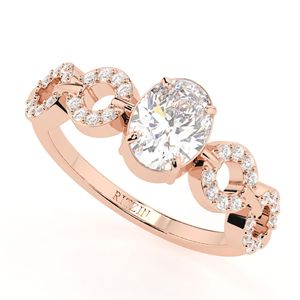 แหวนหมั้นเพชร1.00CT รูปไข่สำหรับผู้หญิงแหวนหมั้นสไตล์ที่เป็นเอกลักษณ์ - Product Image 4
